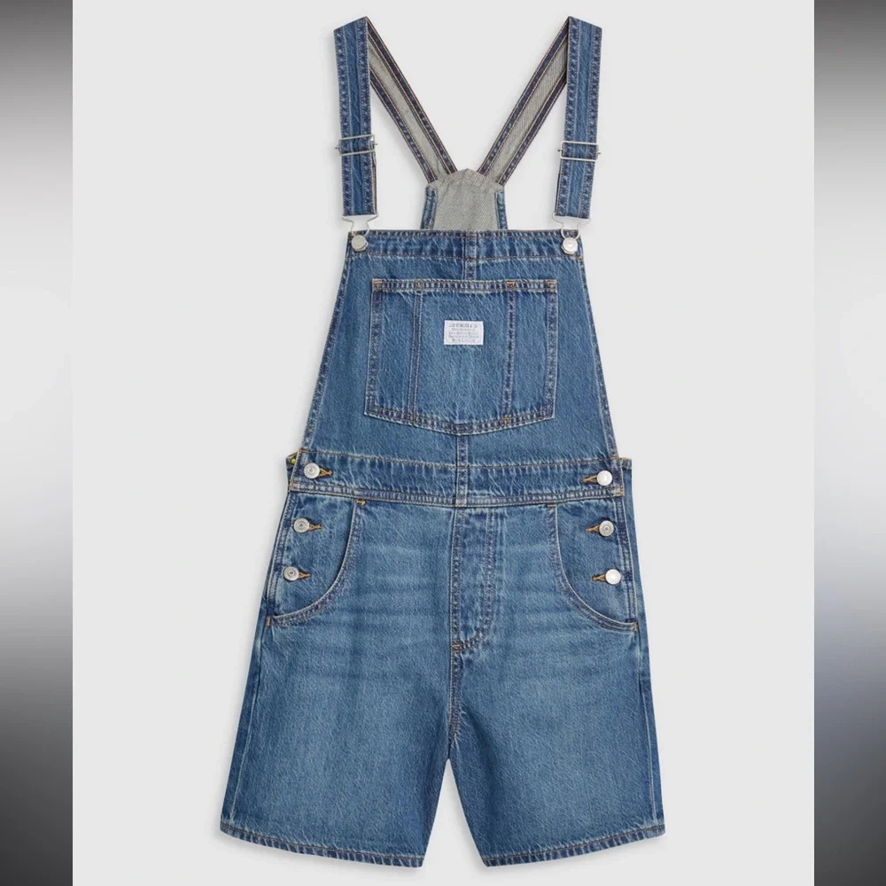Levi’s Utility Lightweight Shortalls Overalls Denim - Picture 4 of 14